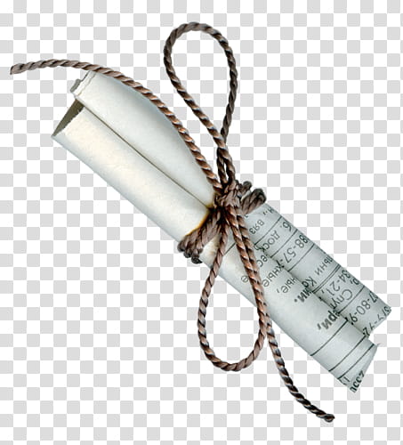 rolled white paper with brown rope transparent background PNG clipart