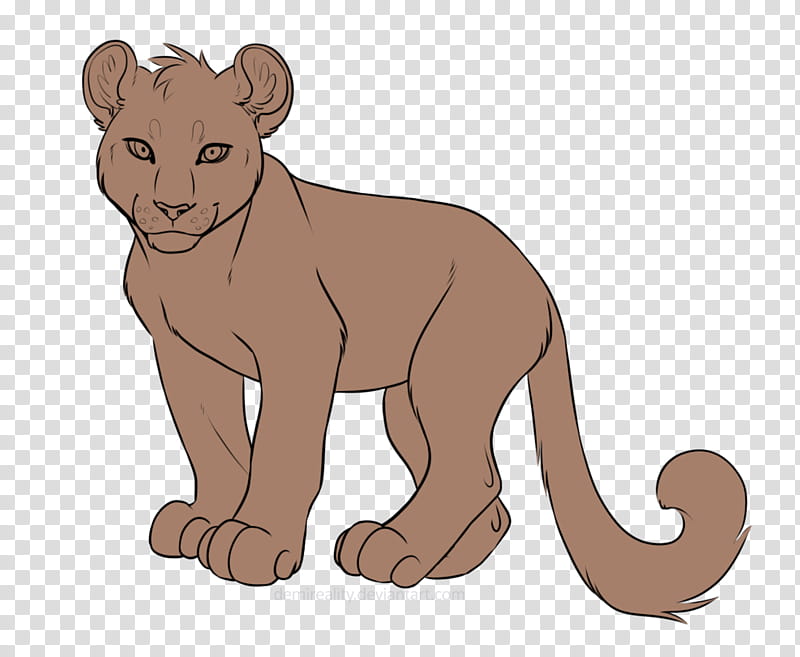 Free feline cub Lineart, brown lion cup illustration transparent background PNG clipart