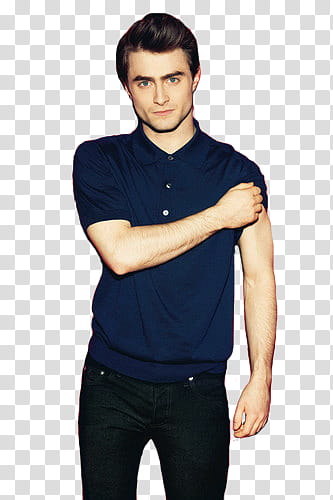 DANIEL RADCLIFFE ASSJAY, Daniel Radcliffe wearing blue polo shirt transparent background PNG clipart