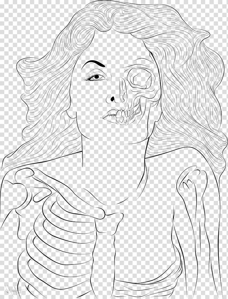 Persephone Lineart, woman and skeleton sketch transparent background PNG clipart