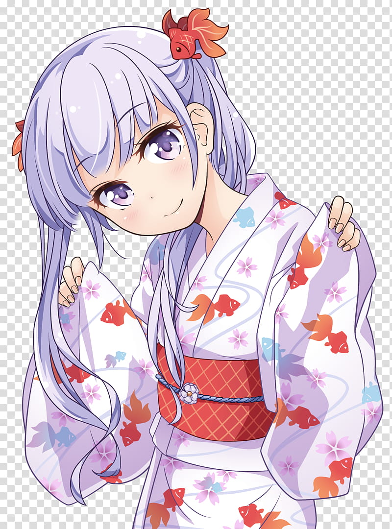 Suzukaze Aoba Kimono, purple-haired female anime character wearing kimono dress transparent background PNG clipart