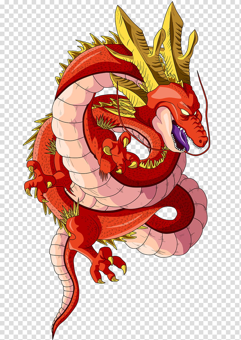 Black Star Shenron, red and gold Shenron from Dragon Ball transparent background PNG clipart