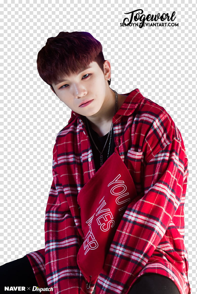 WOOZI TEEN AGE SHOOT, man wearing red, white, and black plaid jacket transparent background PNG clipart