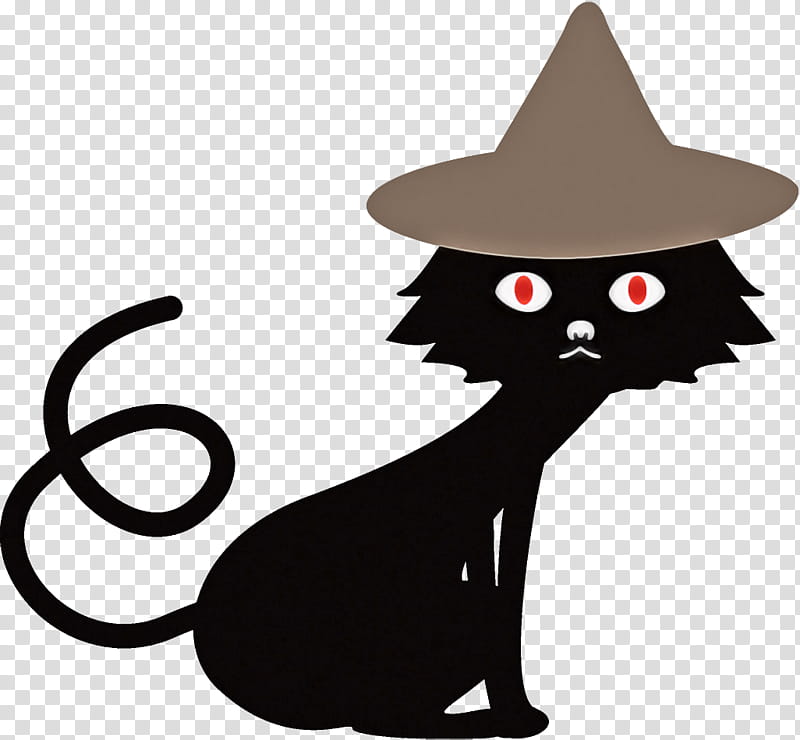 black cat halloween cat, Halloween , Cartoon, Witch Hat, Costume Hat, Small To Mediumsized Cats, Headgear, Whiskers transparent background PNG clipart