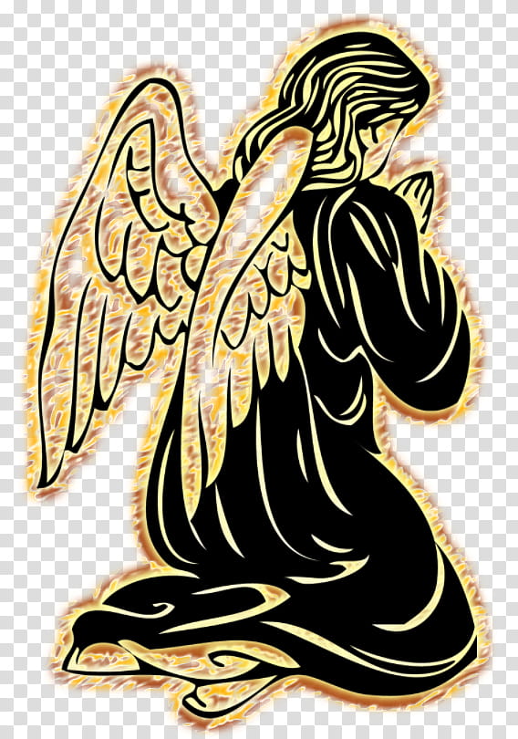 Angel, Praying Hands, Drawing, Tattoo, Tattoo Art, Prayer, Silhouette, Kneeling transparent background PNG clipart