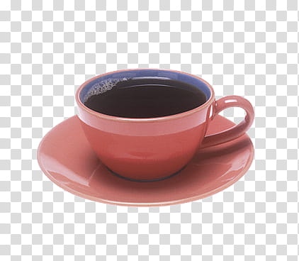 AESTHETIC GRUNGE, cup of coffee served on red saucer transparent background PNG clipart