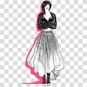 girls s, woman wearing long skirt both hands on chest illustration transparent background PNG clipart