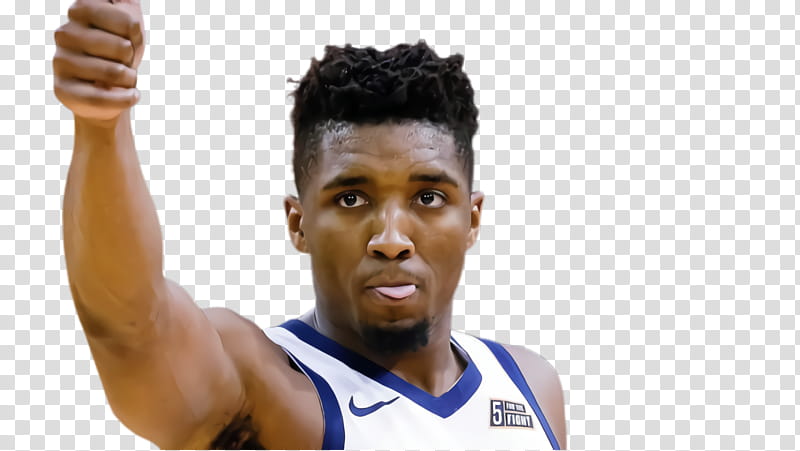 Donovan Mitchell basketball player, Team Sport, Sports, Thumb, Forehead, Hairstyle, Jheri Curl, Gesture transparent background PNG clipart