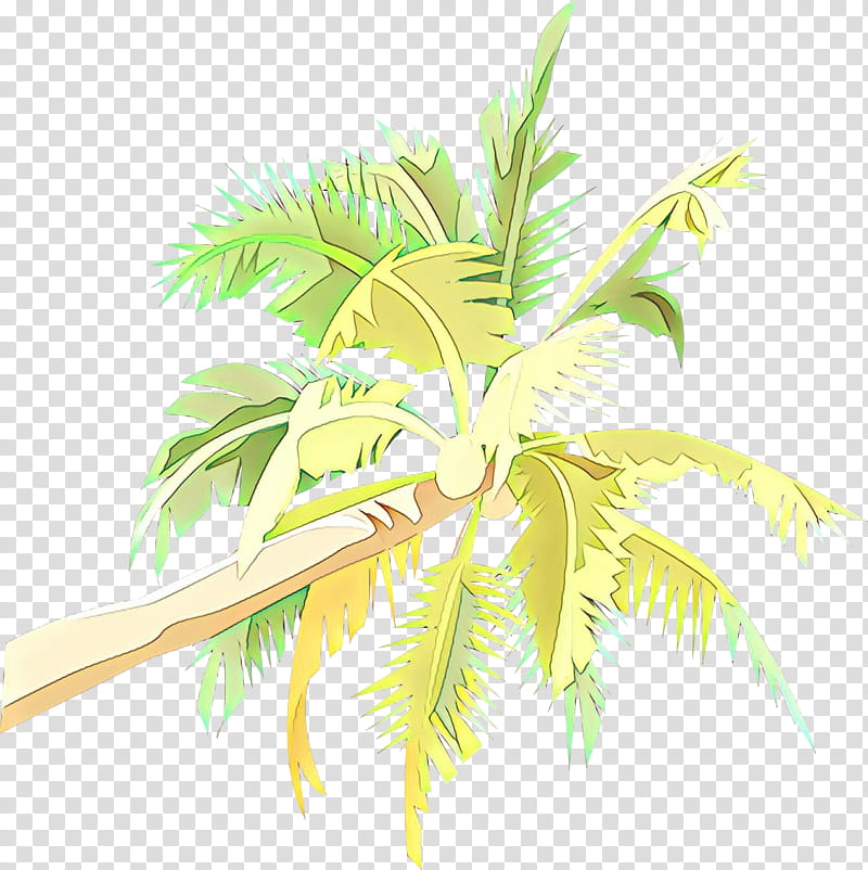 Palm tree, Cartoon, Leaf, Plant, Yellow, Arecales, Woody Plant, Elaeis transparent background PNG clipart