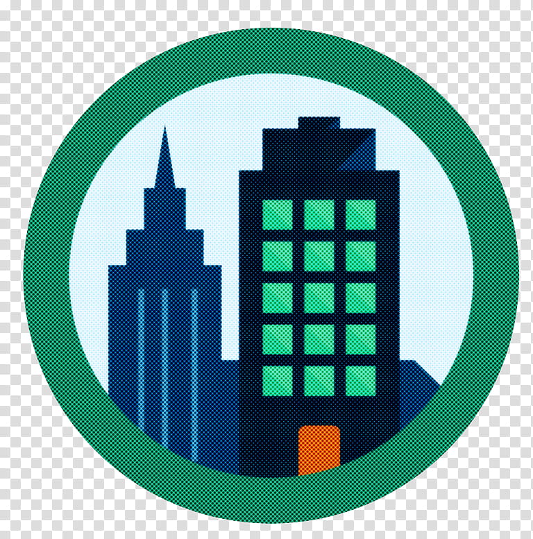 human settlement city logo skyscraper icon, Electric Blue, Symbol, Circle, Tableware transparent background PNG clipart