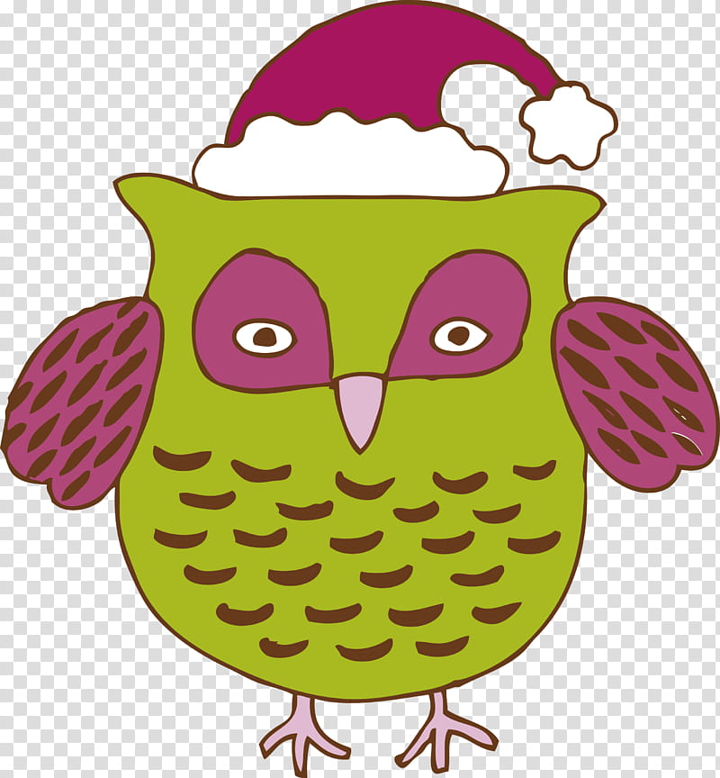 owl bird pink cartoon bird of prey, Christmas Owl, Cartoon Owl, Christmas Animal, Magenta transparent background PNG clipart