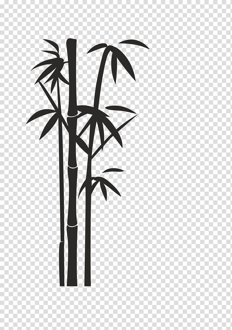 Palm Tree Silhouette, Bamboo, Line Art, Sticker, Plant, Plant Stem, Leaf, Blackandwhite transparent background PNG clipart