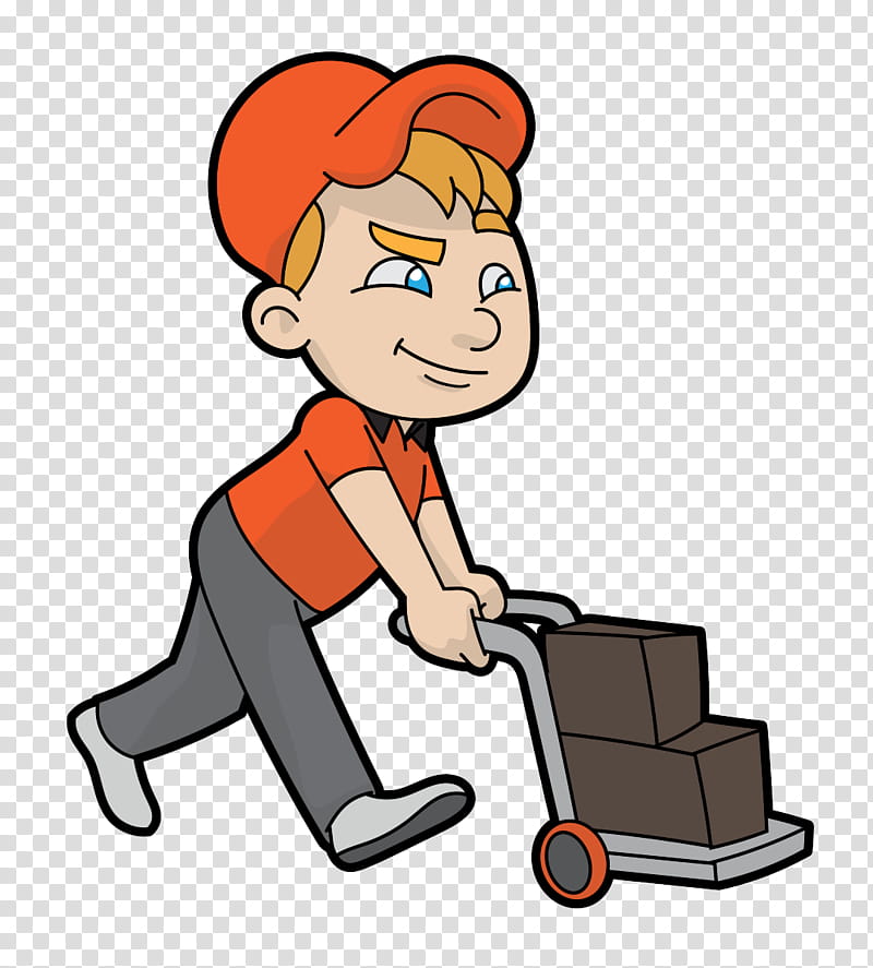 cartoon sitting warehouseman suitcase, Cartoon, Construction Worker, Job, Package Delivery transparent background PNG clipart