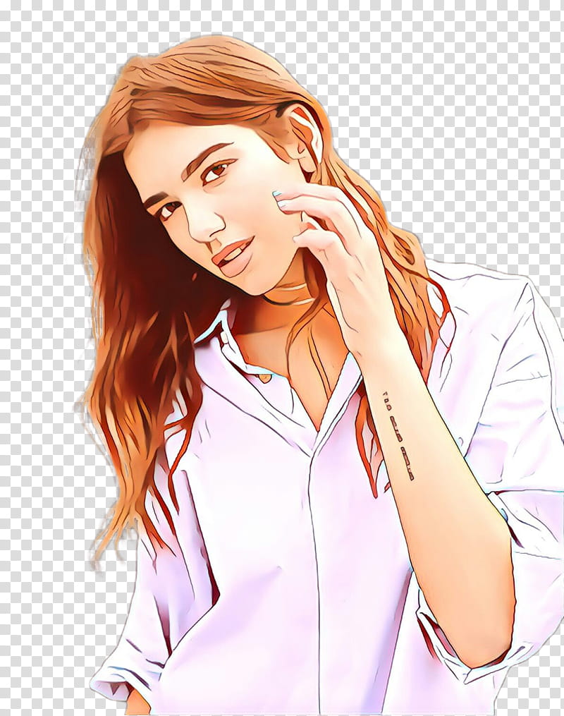 hair skin forehead lip neck, Cartoon, Gesture, Brown Hair, Long Hair, Ear transparent background PNG clipart