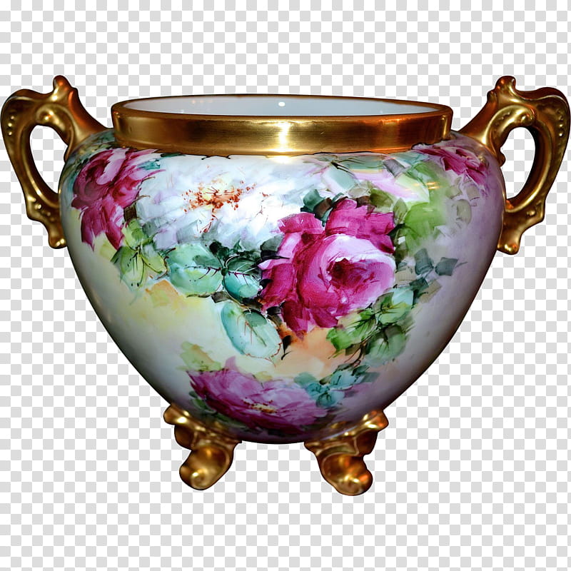 Wood, Porcelain, Limoges, Vase, Jardiniere, Limoges Porcelain, Pottery, Cachepot, Ruby Lane transparent background PNG clipart