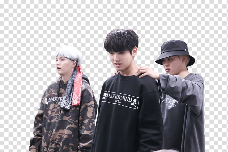 BTS Shooting for MIC Drop, three men wearing sweatshirts transparent background PNG clipart
