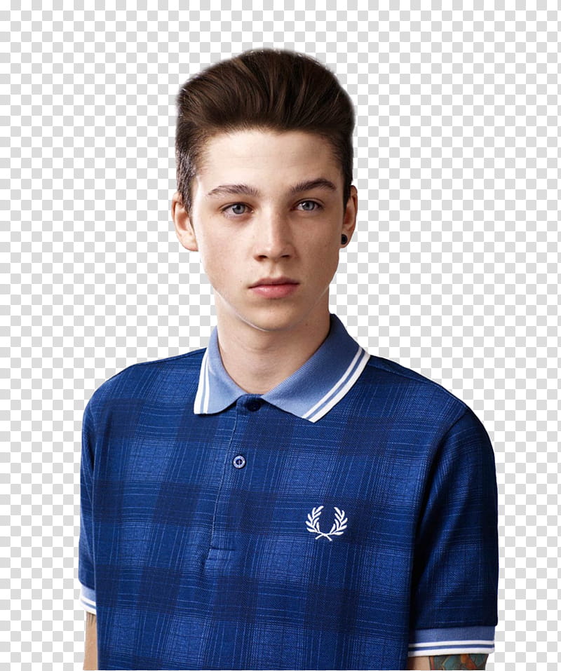 Male Models, men's blue and white Fred Perry polo shirt transparent background PNG clipart