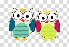 owls, two assorted-color owls illustration transparent background PNG clipart