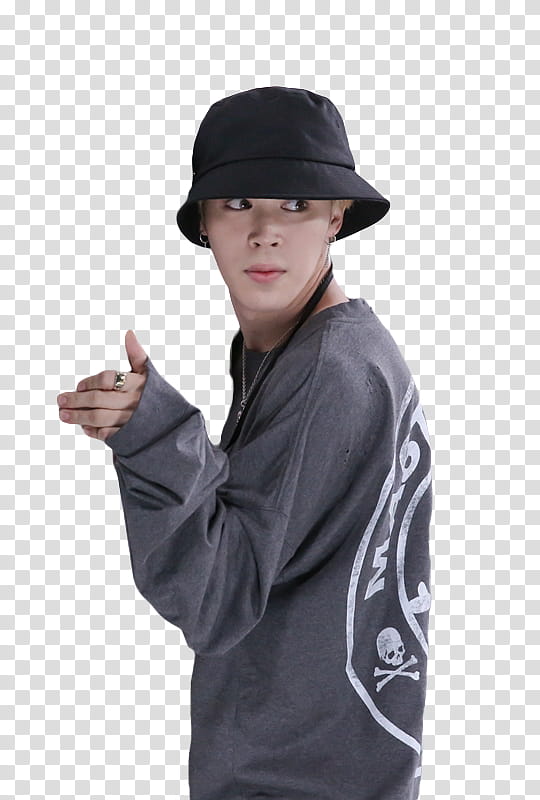 BTS Shooting for MIC Drop, man wearing black sweatshirt and bucket hat transparent background PNG clipart