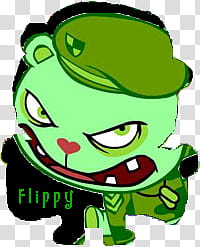 Flippy First Strike, green animated illustration transparent background PNG clipart