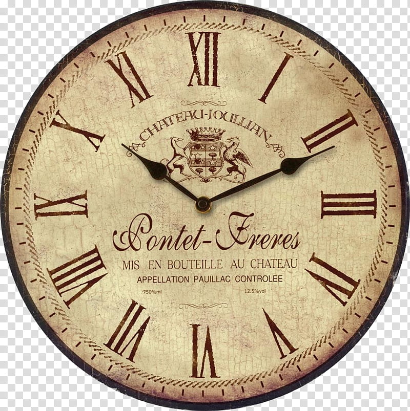 round brown and black Roman Numeral clock transparent background PNG clipart