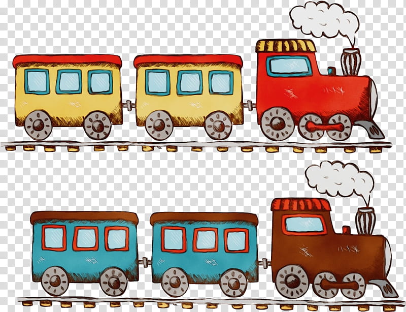 land vehicle transport train vehicle rolling, Watercolor, Paint, Wet Ink, Rolling , Thomas The Tank Engine, Railroad Car transparent background PNG clipart