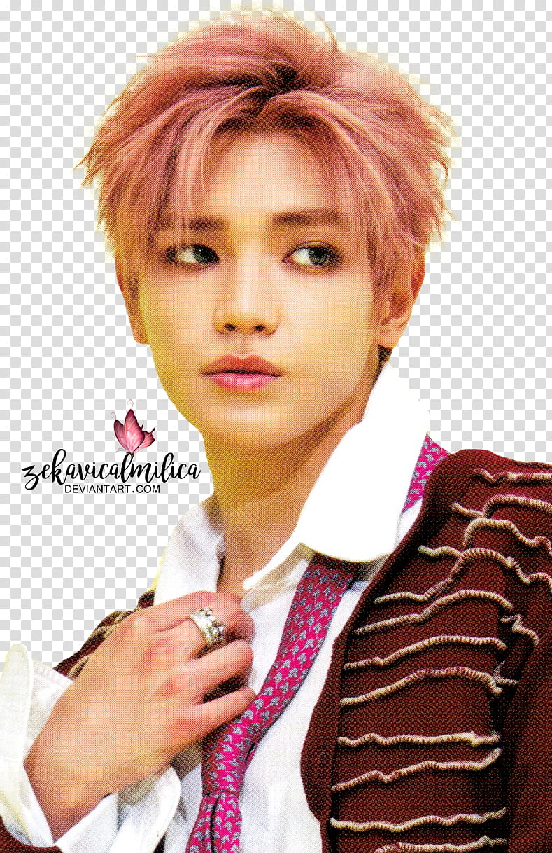 NCT  Taeyong Cherry Bomb, man touching his white collared top transparent background PNG clipart