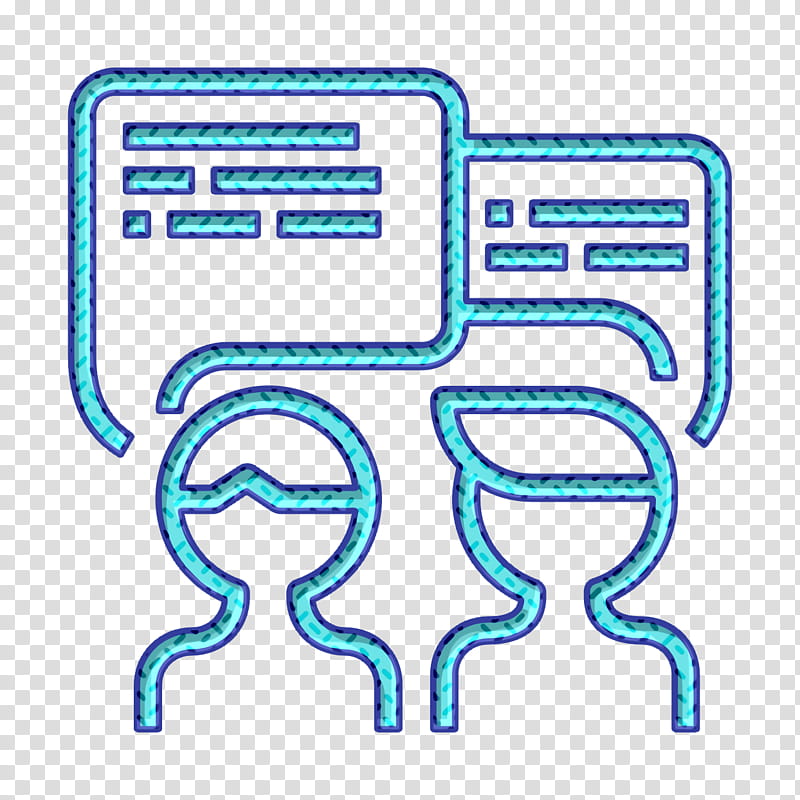 Business Management icon Talk icon Negotiation icon, Text, Line, Aqua, Electric Blue transparent background PNG clipart