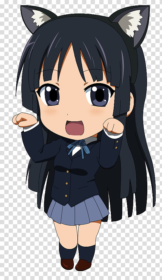 Chibi Mio-nyan, female anime character transparent background PNG clipart