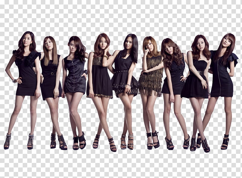 Girls Generation, Girl's Generation members in black dress dresses transparent background PNG clipart