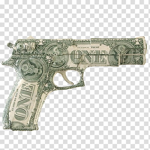  US dollar banknote pistol origami transparent background PNG clipart