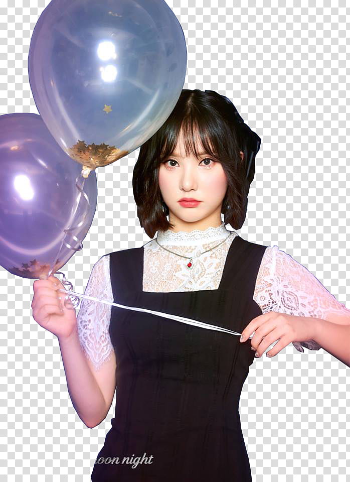 GFriend Time For The Moon Night, woman holding blue and purple balloons transparent background PNG clipart