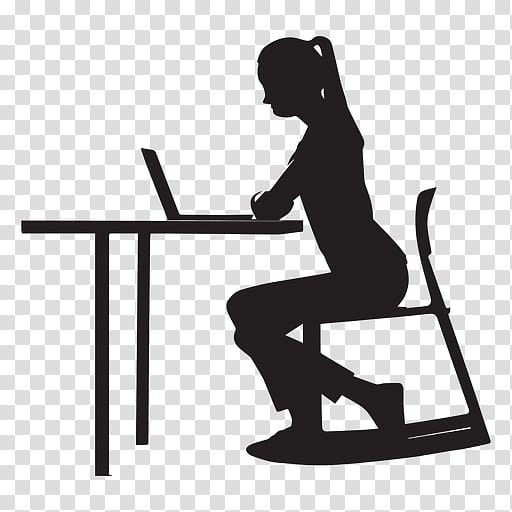 Person, Silhouette, Desk, Sitting, Chair, Drawing, Furniture, Table transparent background PNG clipart