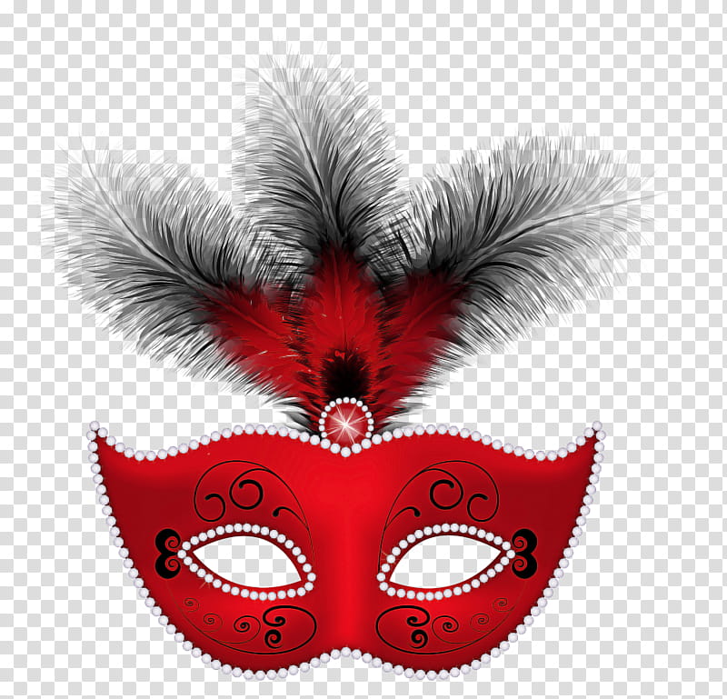 Hat, Mask, Masque, Red, Head, Costume, Feather, Costume Accessory transparent background PNG clipart