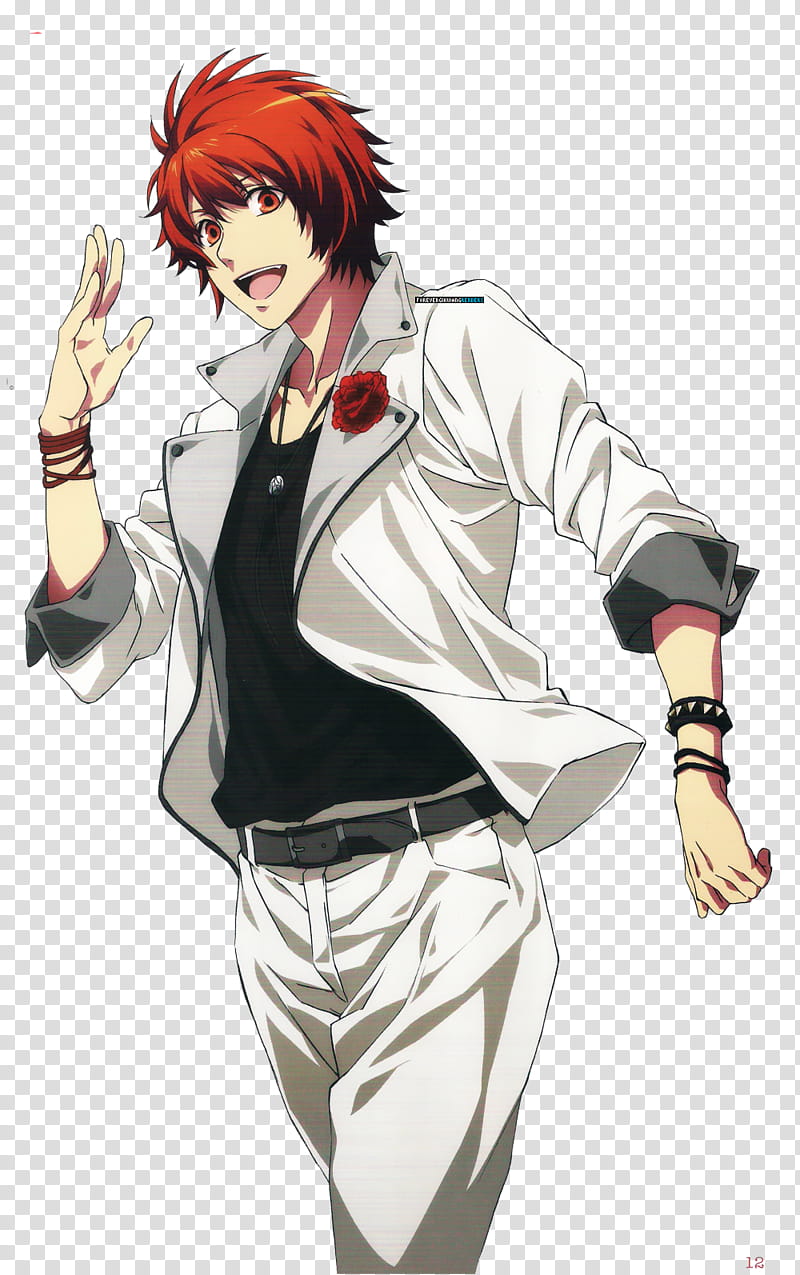 Uta No Prince Sama Ottoya Render, red haired male anime character in white suit jacket transparent background PNG clipart