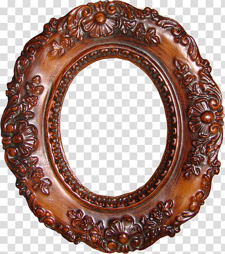 oval brown floral embossed frame transparent background PNG clipart