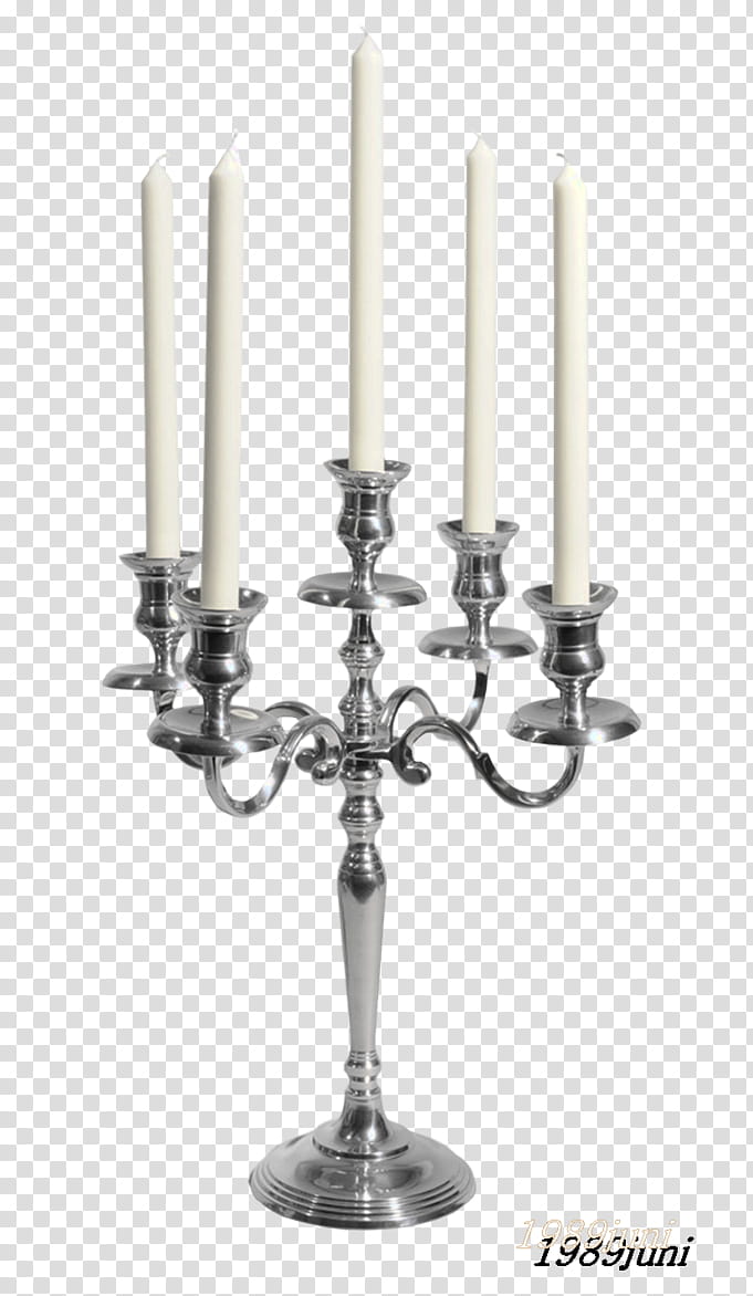 gray stainless steel candelabra with taper candles transparent background PNG clipart