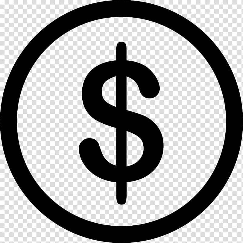 Dollar Logo, Money Bag, Banknote, Line, Symbol, Sign, Circle, Blackandwhite transparent background PNG clipart
