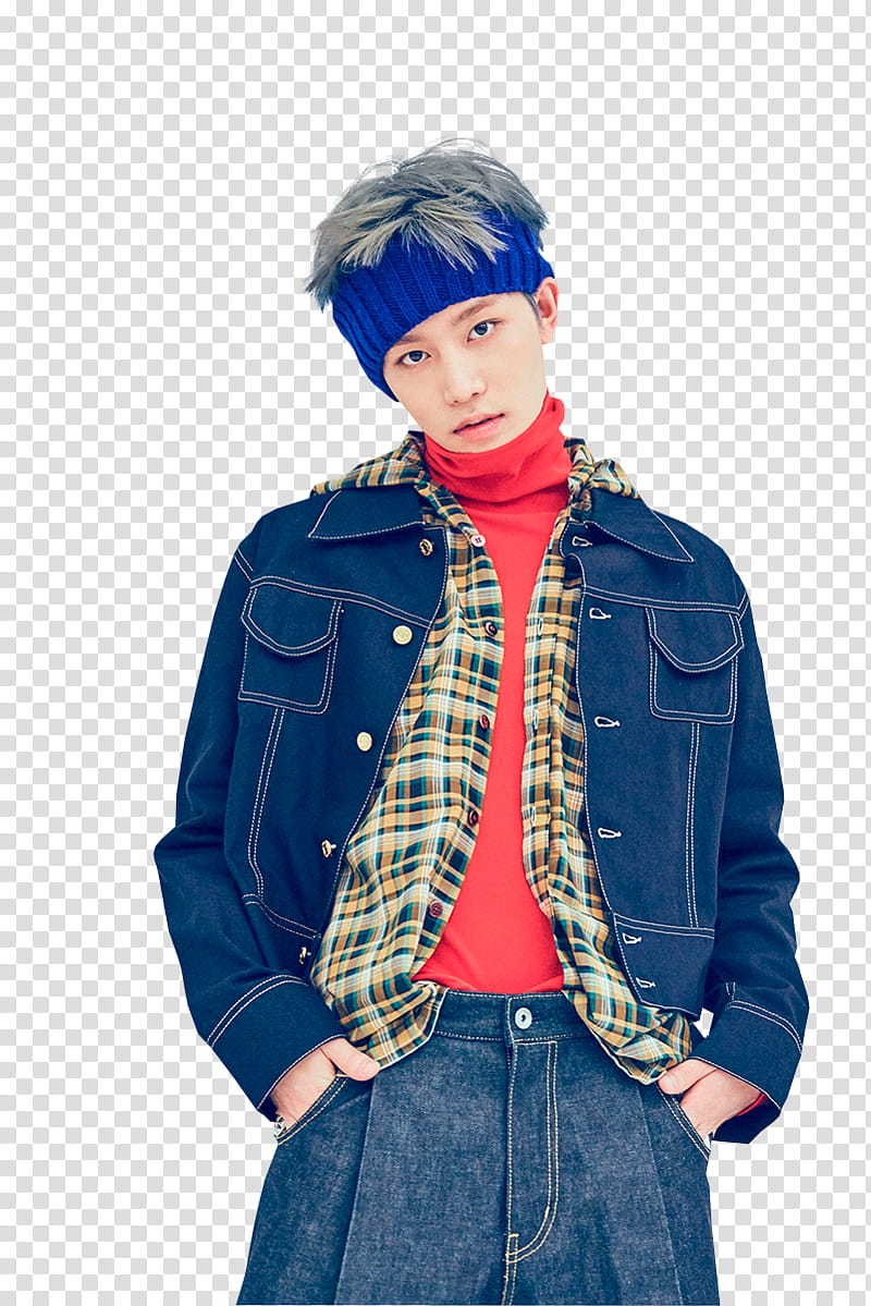 NCT U, men's blue denim jacket transparent background PNG clipart