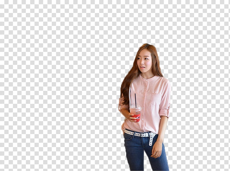 Ulzzang Girl, woman holding disposable cup with straw transparent background PNG clipart