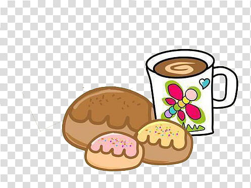 baked breads and white ceramic mug illustration transparent background PNG clipart