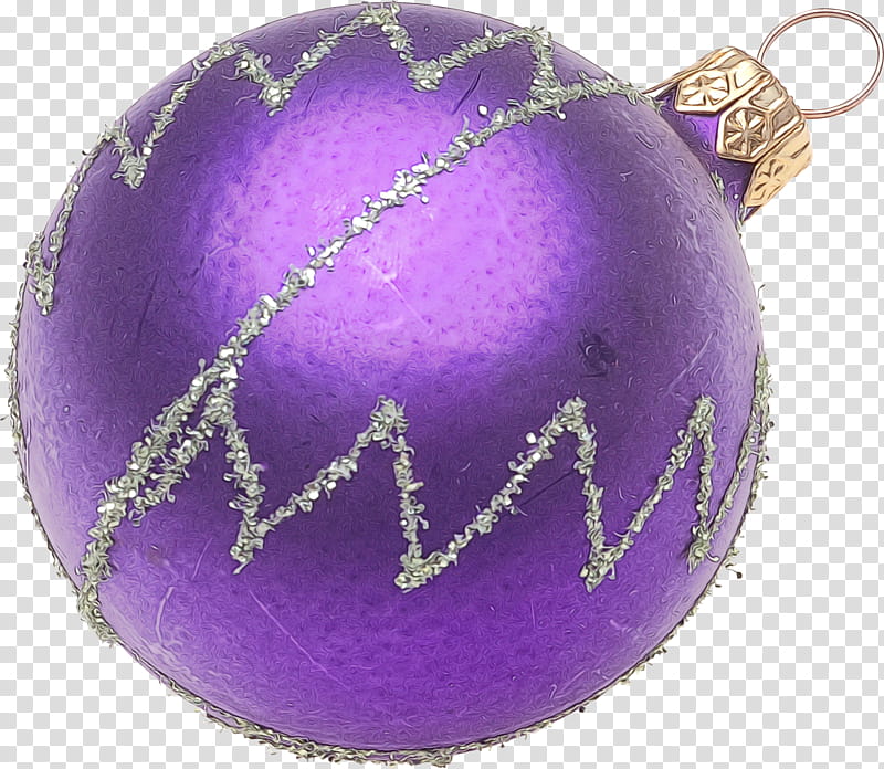 Christmas ornament, Watercolor, Paint, Wet Ink, Purple, Violet, Ball, Lavender transparent background PNG clipart