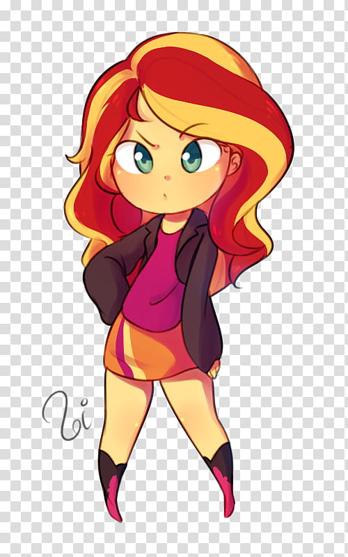 AT: Sunset Shimmer, women's pink haired character transparent background PNG clipart