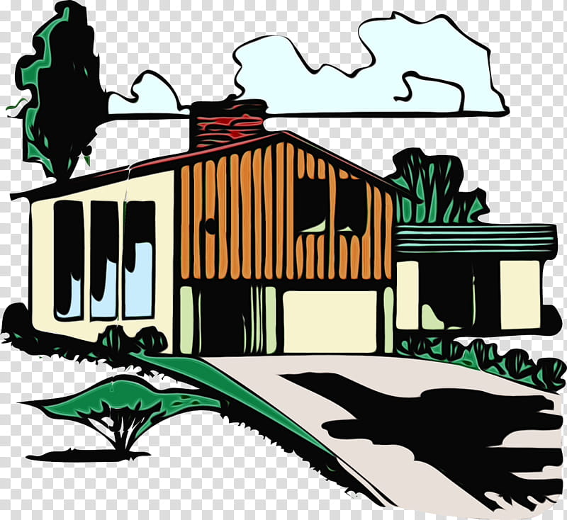 Watercolor Drawing, Paint, Wet Ink, Driveway, Block Paving, Concrete, House, Home transparent background PNG clipart