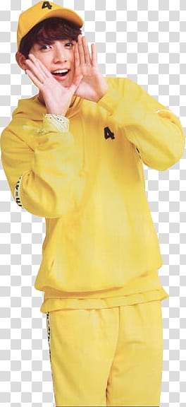 Jungkook , men's yellow jacket transparent background PNG clipart