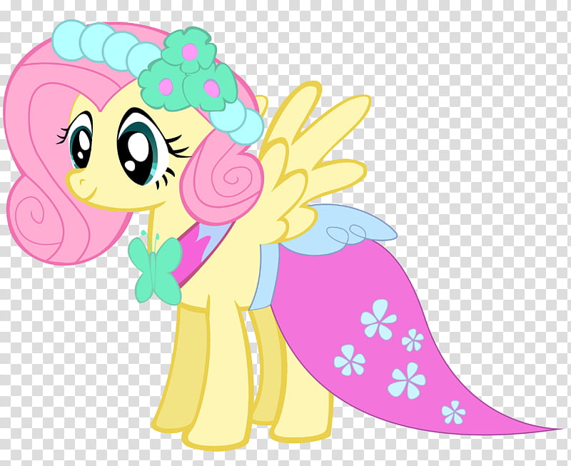 Bridesmaid Fluttershy, pink and yellow My Little Pony character transparent background PNG clipart