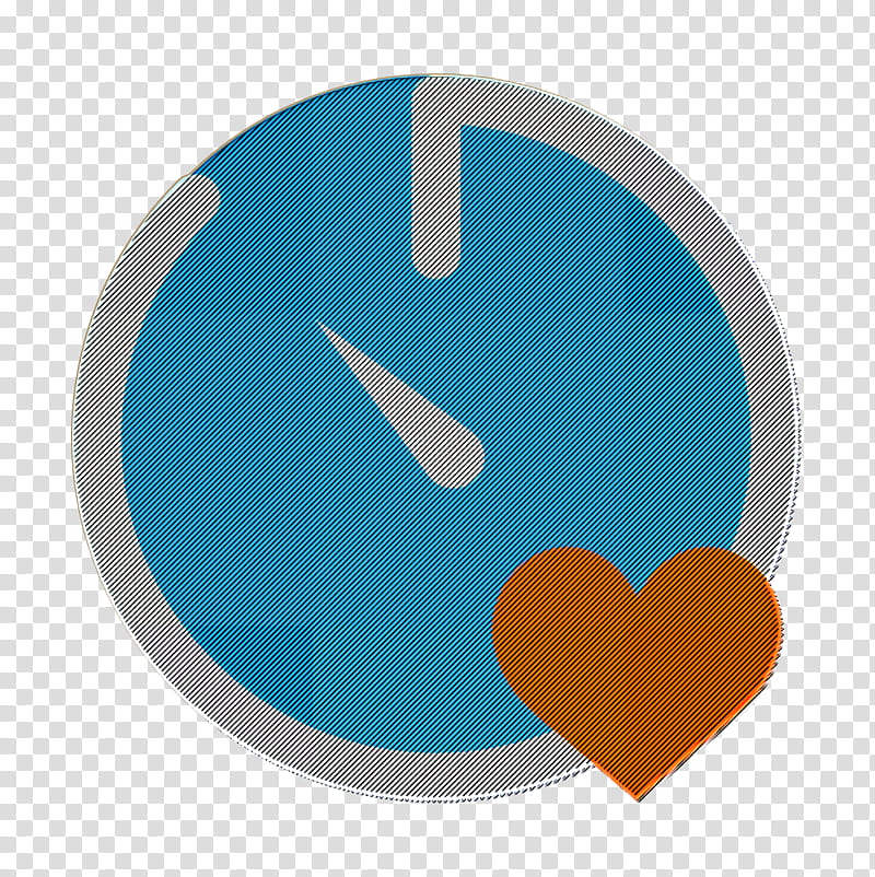 Stopwatch icon Interaction Assets icon Time icon, Blue, Electric Blue, Aqua, Orange, Circle, Clock, Heart transparent background PNG clipart