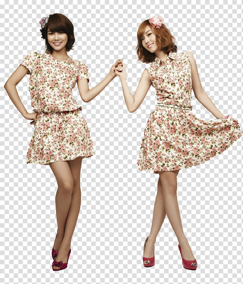 Girls Generation SNSD, two women in floral dresses transparent background PNG clipart