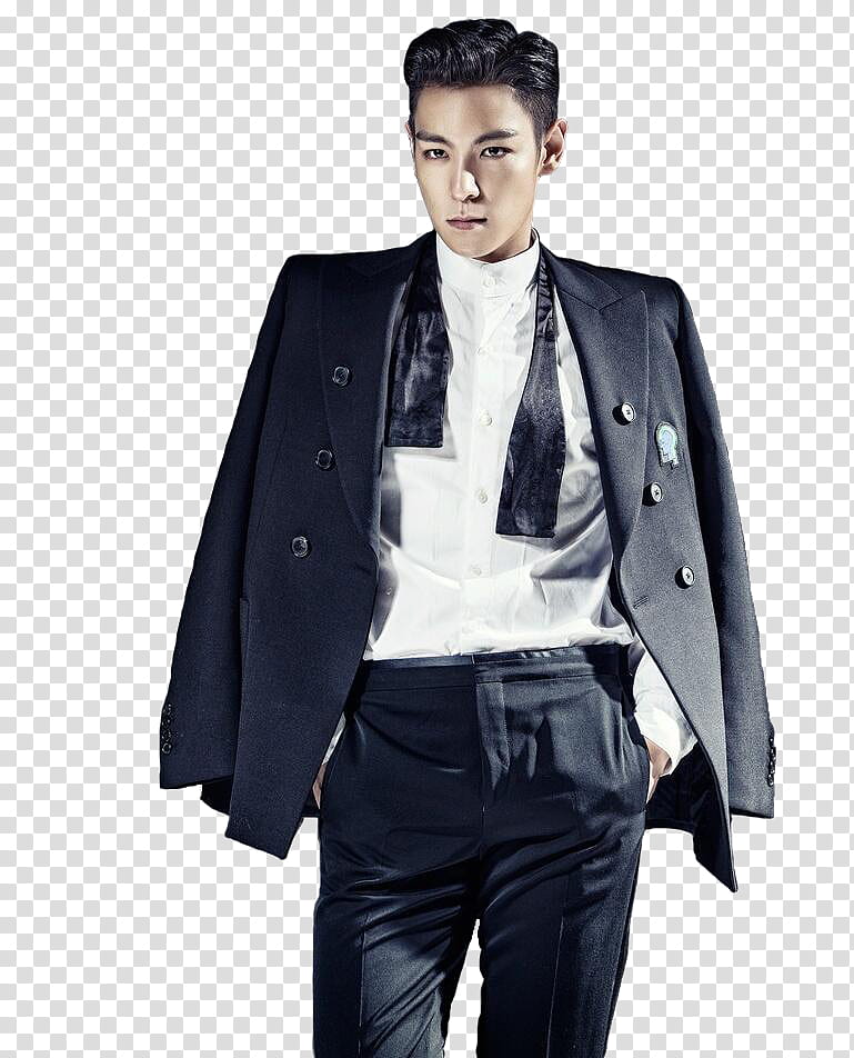 Render T O P, man in black suit jacket and pants transparent background PNG clipart