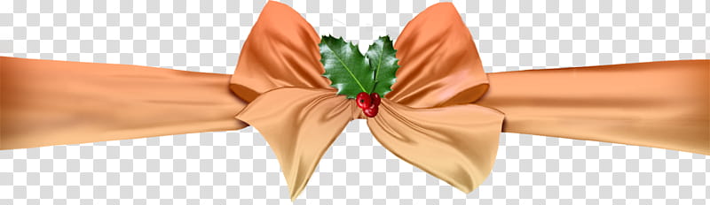 Christmas ribbons, orange and green bow transparent background PNG clipart